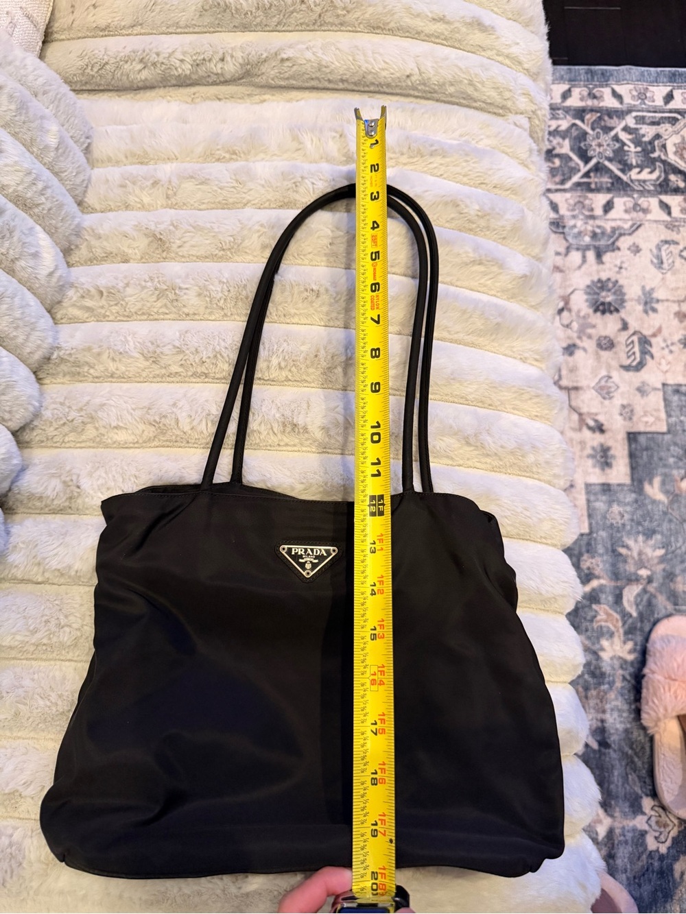 Vintage Prada Black Nylon Tote with Triangle Logo - Picture 11 of 15
